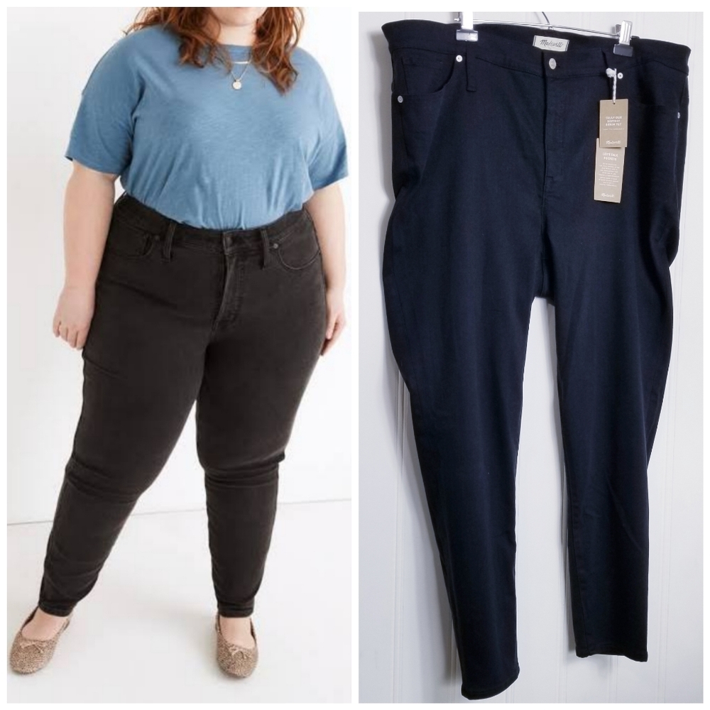 Madewell High Rise Skinny Jeans Black Stretch Denim Womens 18/20 Goth Y2K